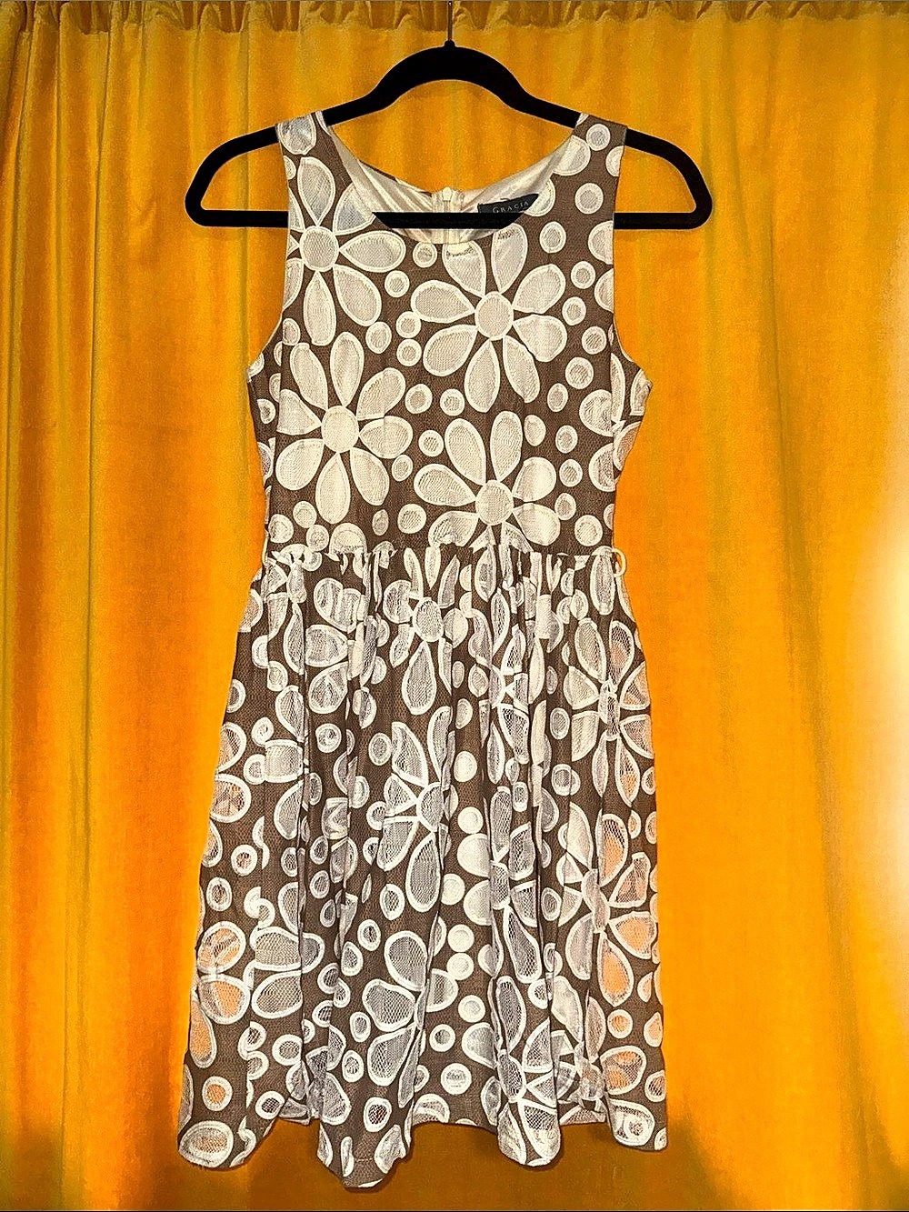 Gracia Floral Mini Dress Brown & Cream Medium